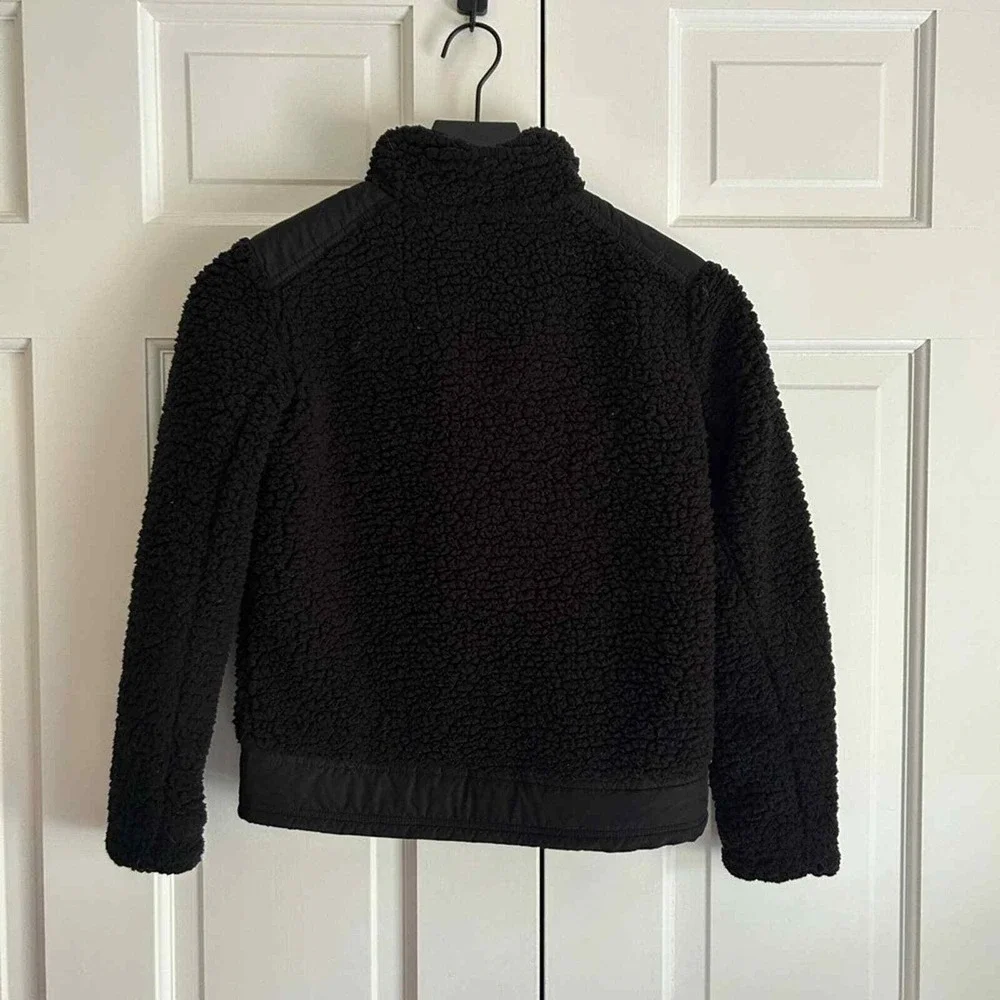 GAP Kids Girls Fuzzy Jacket Large 10-11 Black Full Zip Warm Cozy Winter Coat